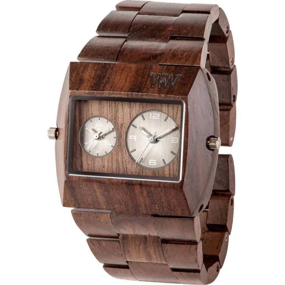 New WeWood Watch Men 48mm Brown Rosewood Jupiter Two Dial with New Battery 7"